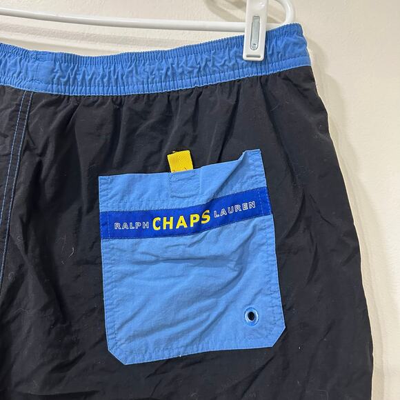 Chaps Ralph Lauren Mens Sz XL Black & Blue Swim Trunks Beach Y2K Preppy Summer - Picture 5 of 5